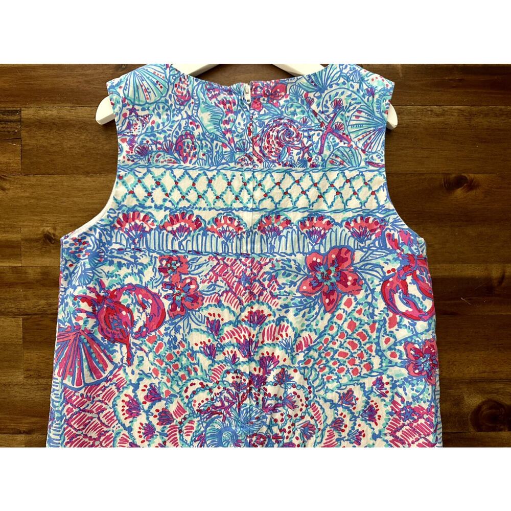 Lilly Pulitzer Pinchers Picnic Shift Dress Sleeveless Blue Red Floral Beach 10 - Picture 9 of 9